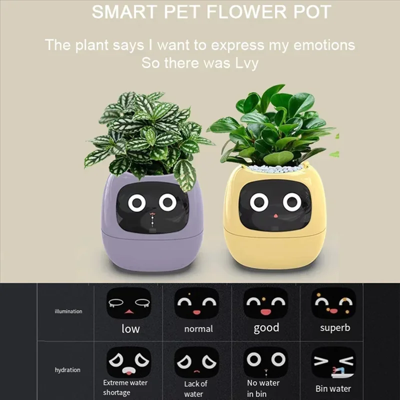 Pet Flowerpot Planting Robot Smart Sensors Smart Planter Plant Time Temperature Display Flower Pots