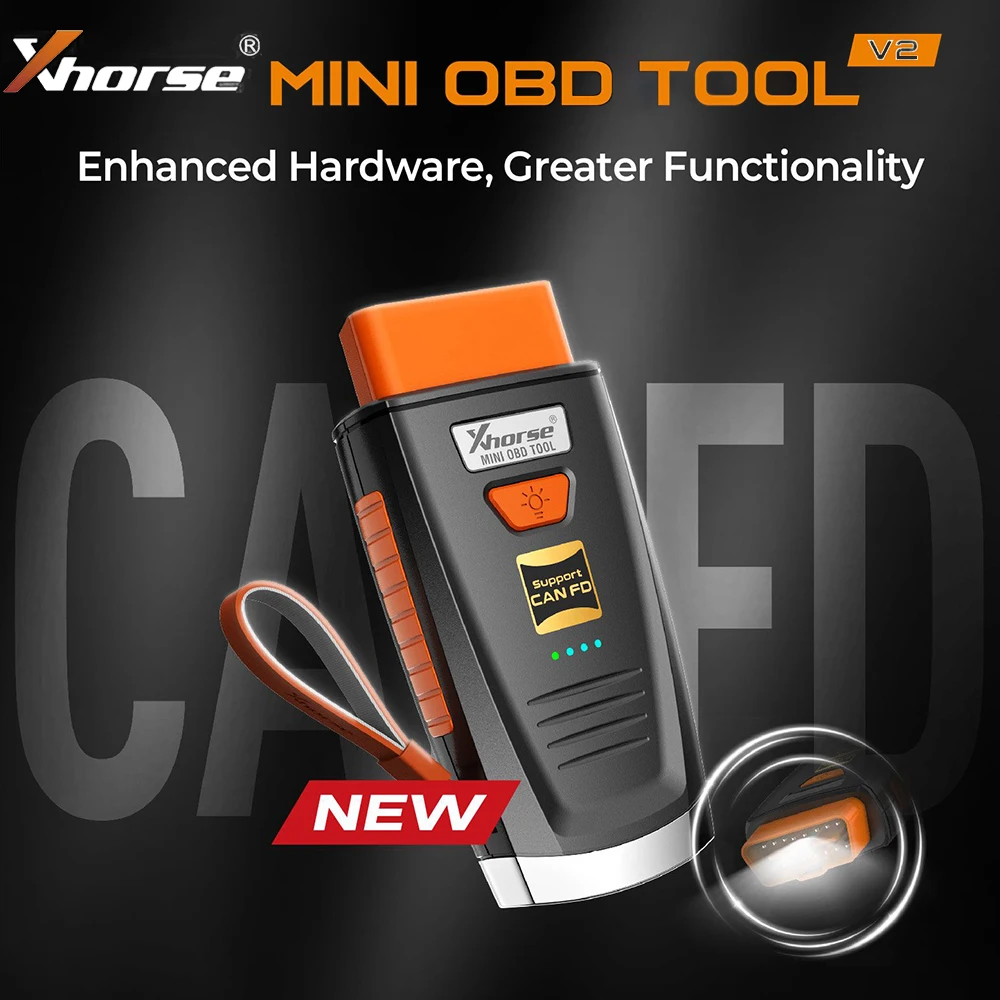 

Xhorse Mini OBD Tool V2 XDMO20 Новая поддержка протокола CANFD / светодиодной подсветки / 8A IMMO Box All Key Lost