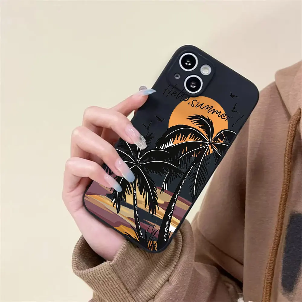 Retro Beach Pattern Phone Case For iPhone 17 16 15 14 13 12 11 Pro XS Max 7 8 6 Plus Mini Air 17e 16e X XR Matte Silicone Cover view 5