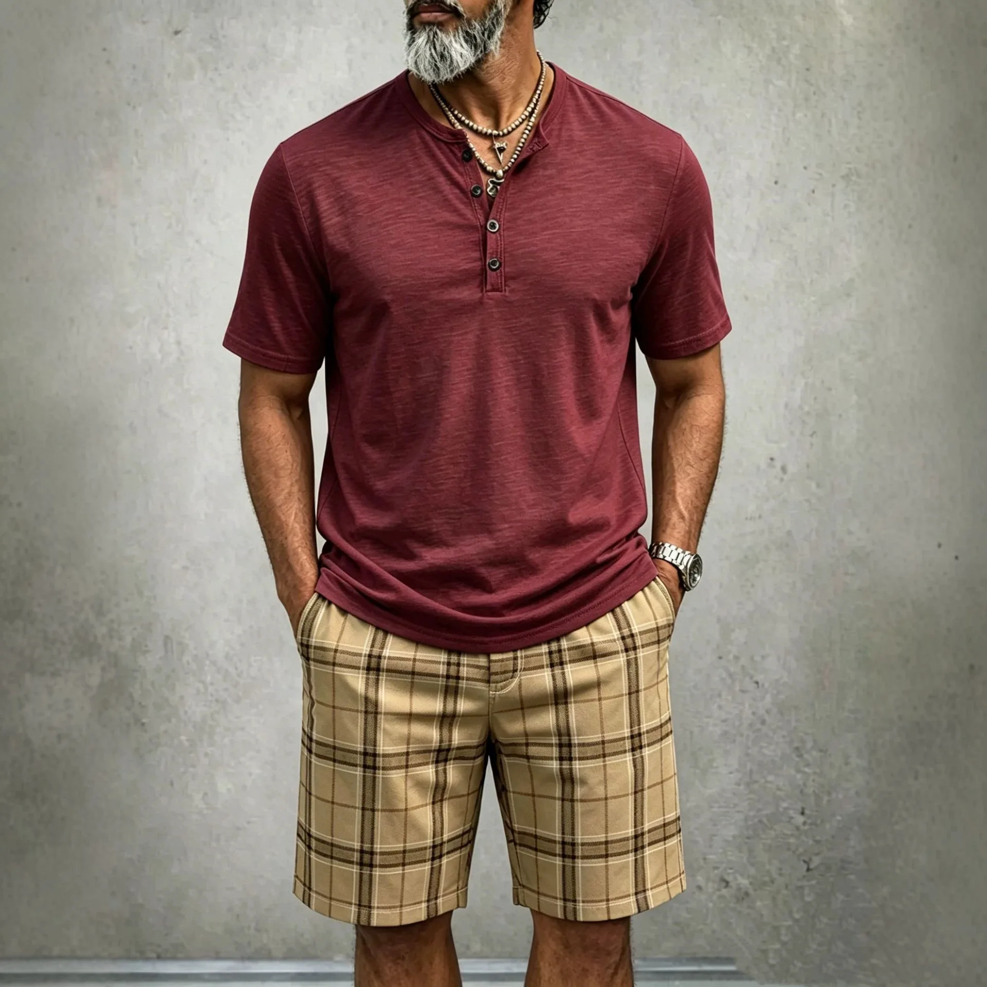 2026 New Henley Collar Summer Men Casual Solid Color Short Sleeve T Shirt for Men Polo men High QualityMens T Shirts