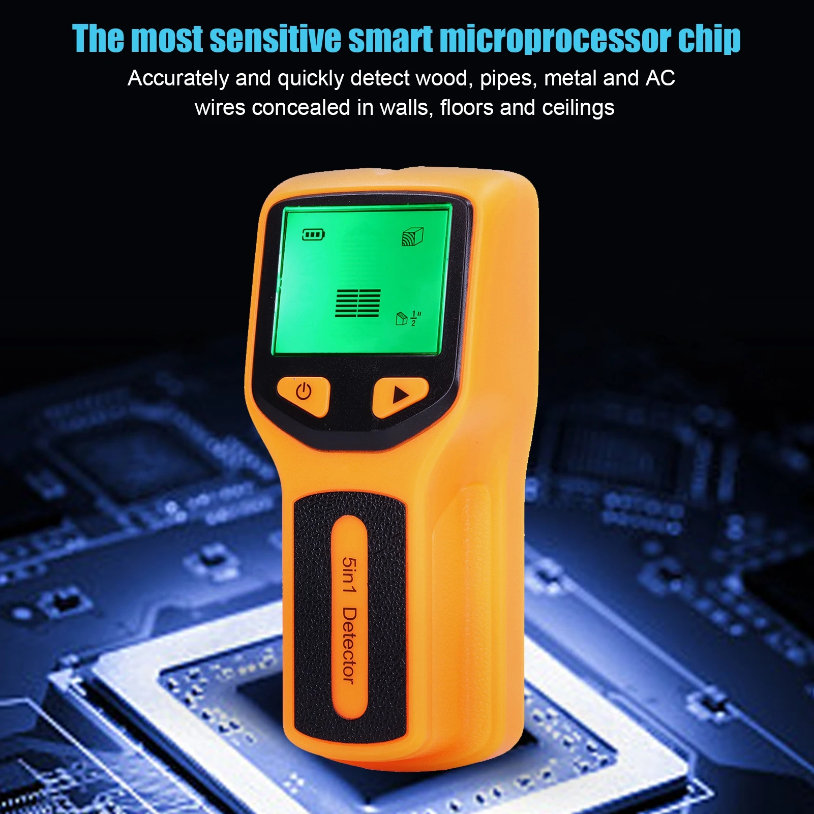 Detektor Dinding Pencari Tiang Pemindai Dinding Sensor 5 in 1 Detektor Layar LCD HD untuk Kayu Kabel AC Pusat Sensor Tiang Elektronik