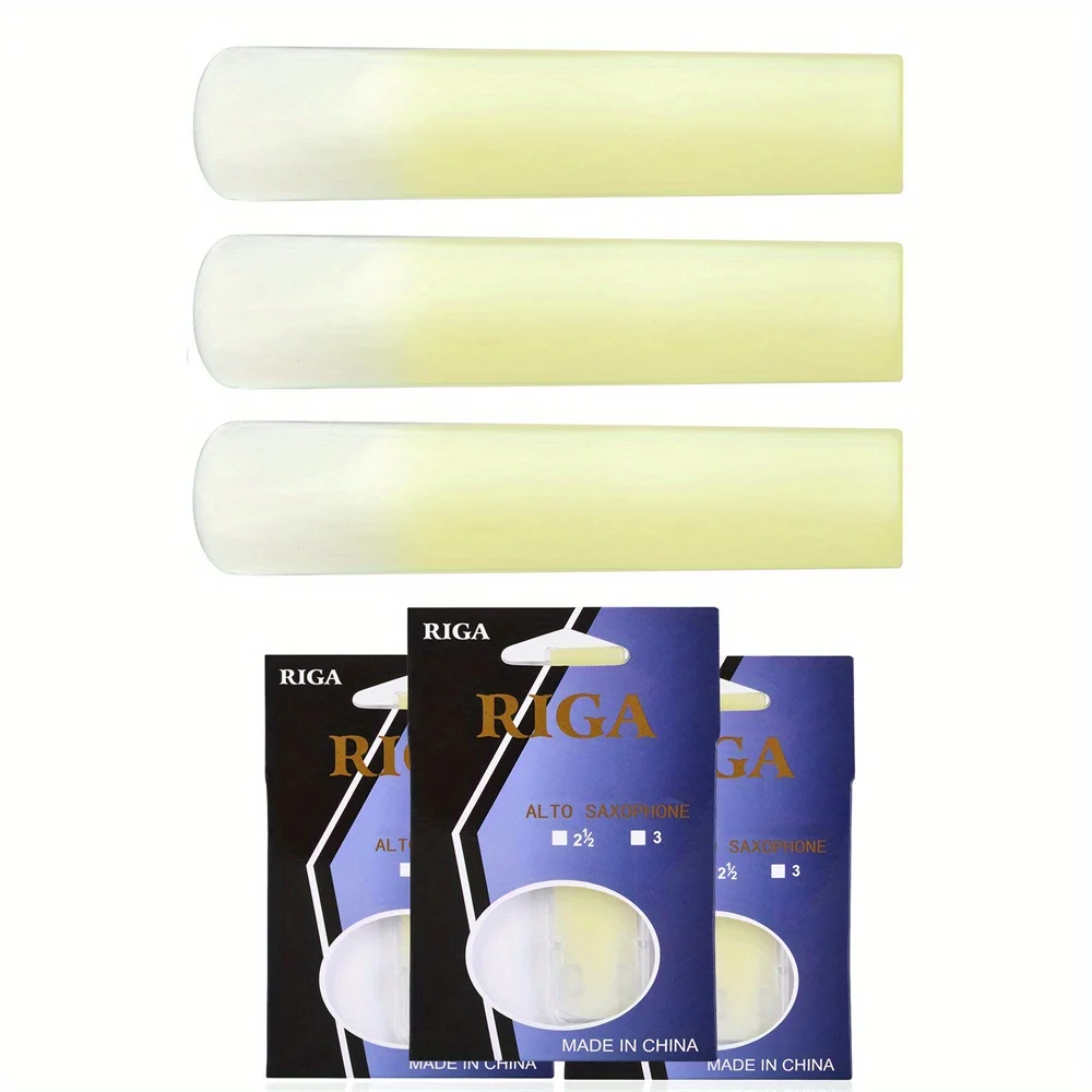 3pcs Resin Alto Sax Reed - Strength 1.5, 2.0, 2.5 - High Quality Saxophone Reed Pack for Beginners and Professionals