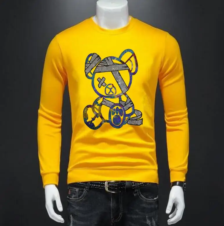 

Men Designer Fashion Rhinestone Clothes Mens pullover Sweatshirt Hip Hop top