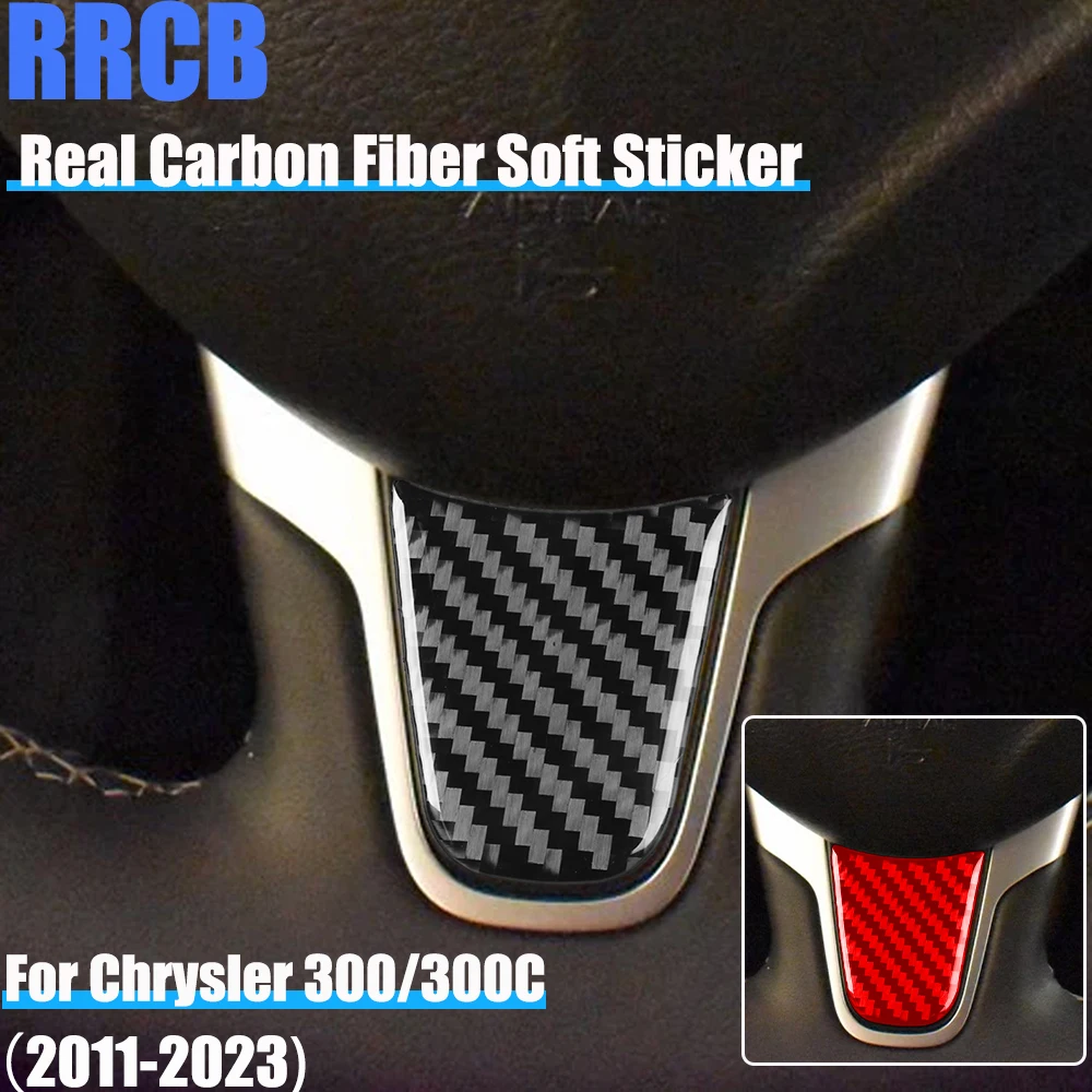 

Real Carbon Fiber Car Accessories Driver Wheel Chin Decorative Trim Cover Soft Sticker For Chrysler 300 300C 2011-2023