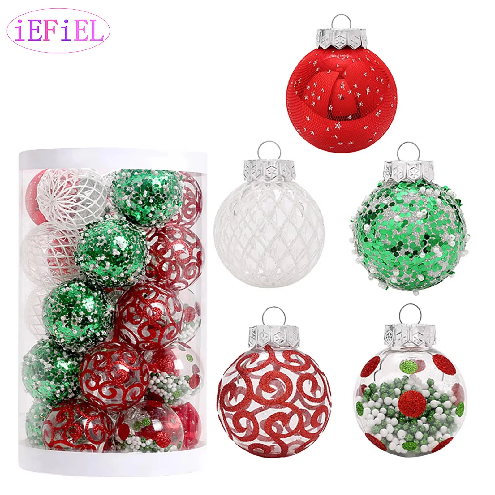 

25Pcs Christmas Tree Ball Ornaments Decoration Shatterproof Stuffed Glittering Balls for Holiday Wedding Xmas Party Decoration