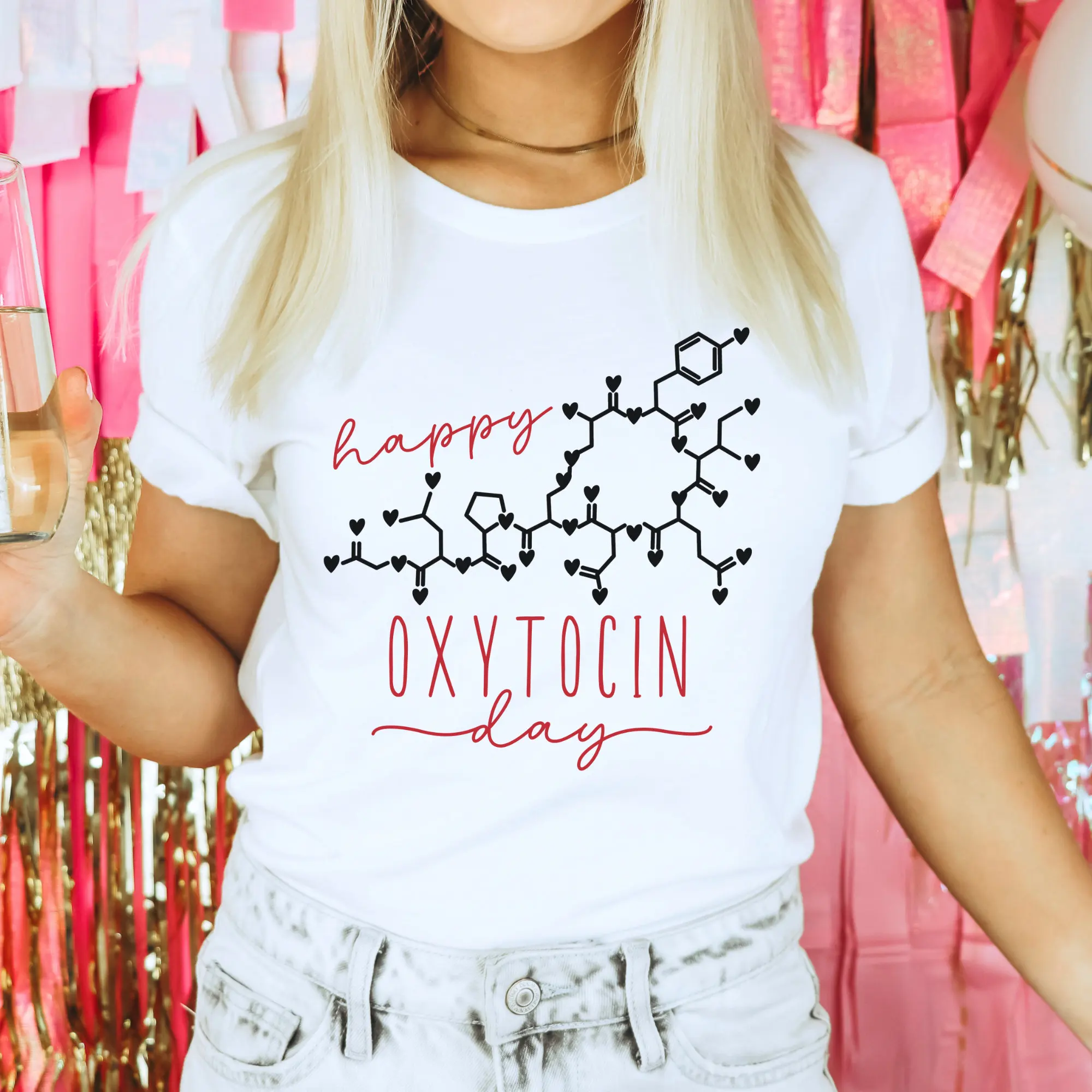 Valentine'S Day Oxytocin T Shirt Love Molecule Chemistry Cute Birth Worker Funny For Midwife Doula