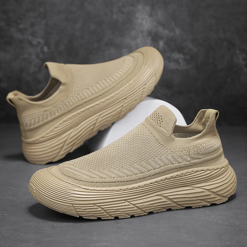 

2025Мужская прогулочная обувь, легкие дышащие повседневные кроссовки с сеткой, модные теннисные кроссовки без шнуровки, удобные кроссовки для тренировок в тренажерном зале