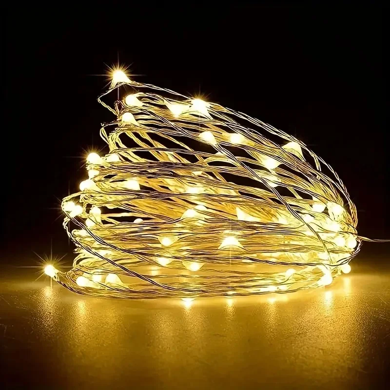 LED Lights String Copper Silver Wire Garland Bedroom Home Thanksgiving Festoon Party Holiday Lights Decoration
