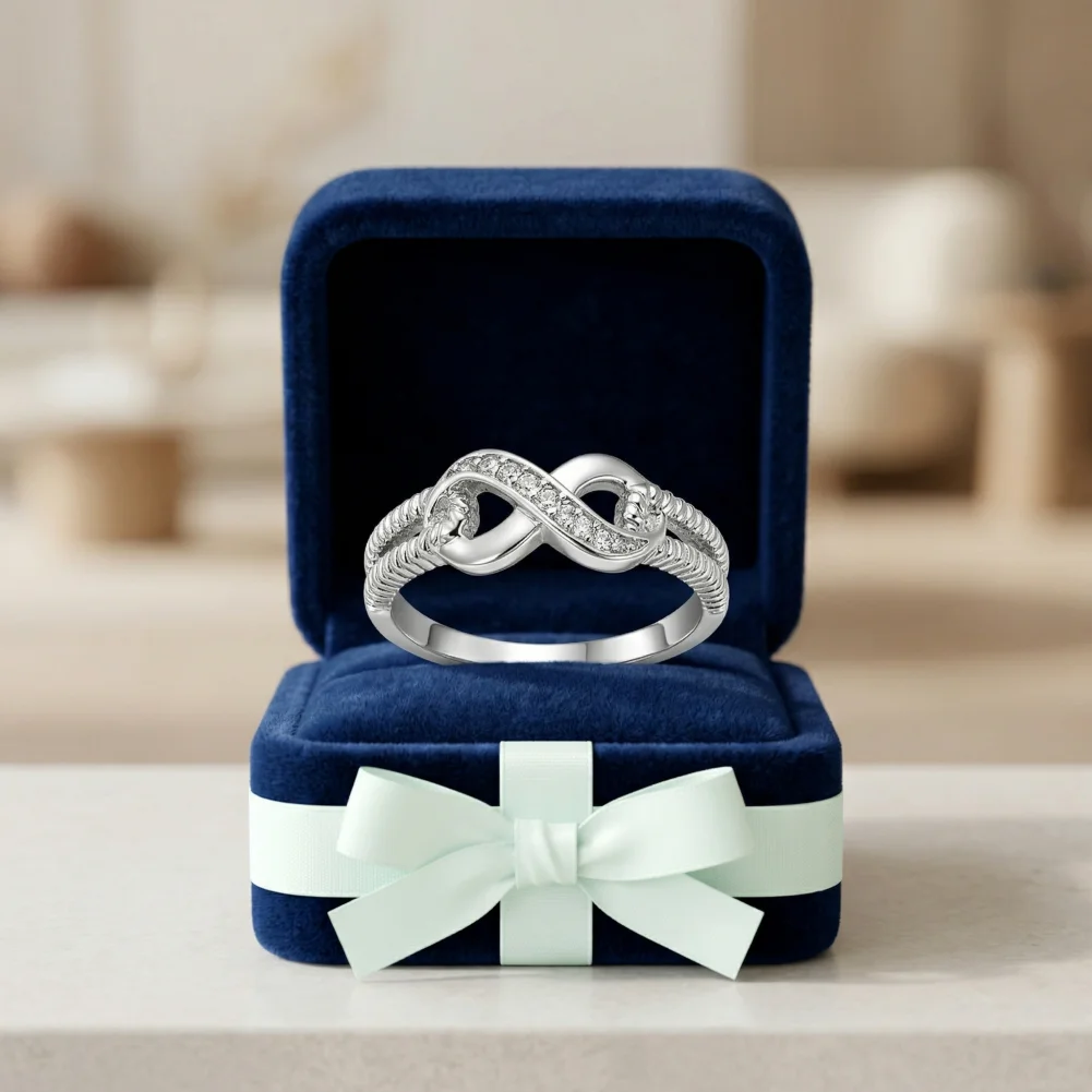 Infinity Symbol Ring Infinity Promise Ring for Women Rhinestone Engagement Band Eternal Love Wedding Anniversary Gift Forever