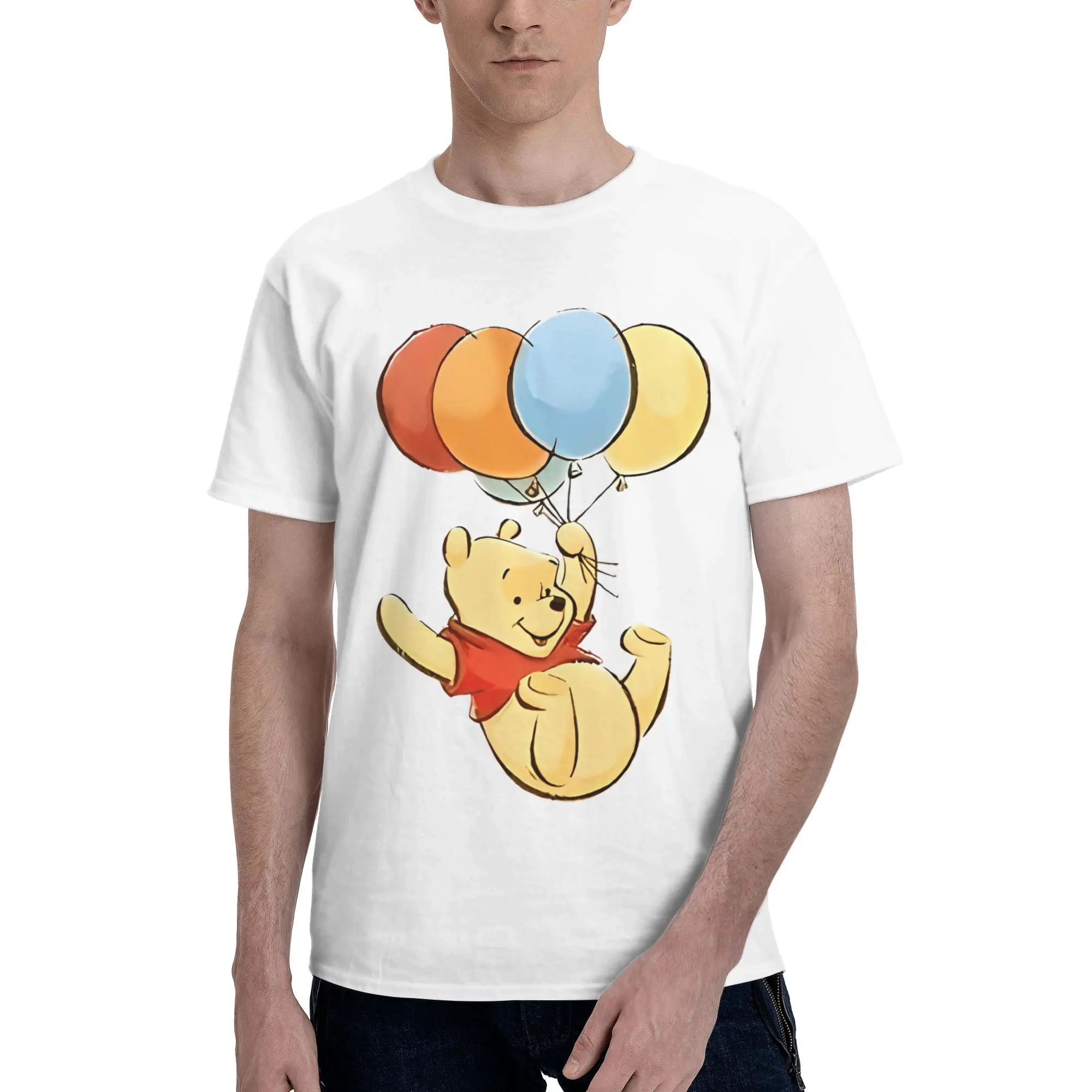 

Winnie The Pooh T-Shirt Summer Leisure T Shirts Adult Cotton Crew Neck Plus Size Clothing Short-Sleeved Y2K Funny Tshirt