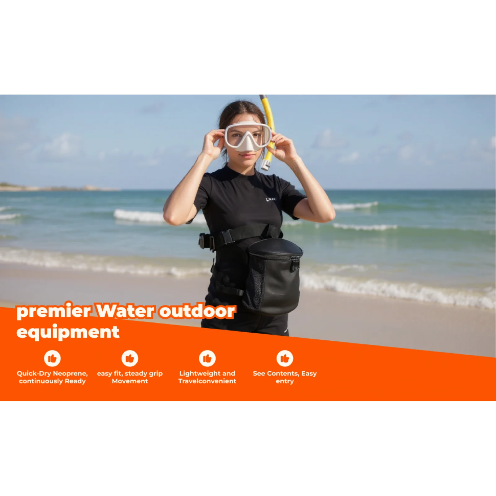 

Dive Bag Mesh Neoprene Organizer Adjustable Straps for Swimming Water Sports and Diving Accessories