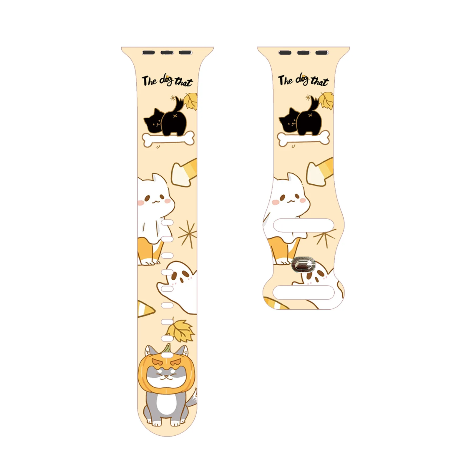 

Cute Ghost Print Strap for Apple Watch 11 10 9 8 Silicone Band Replaceable Bracelet for iWatch 46mm 44mm 42mm 41mm Watchband
