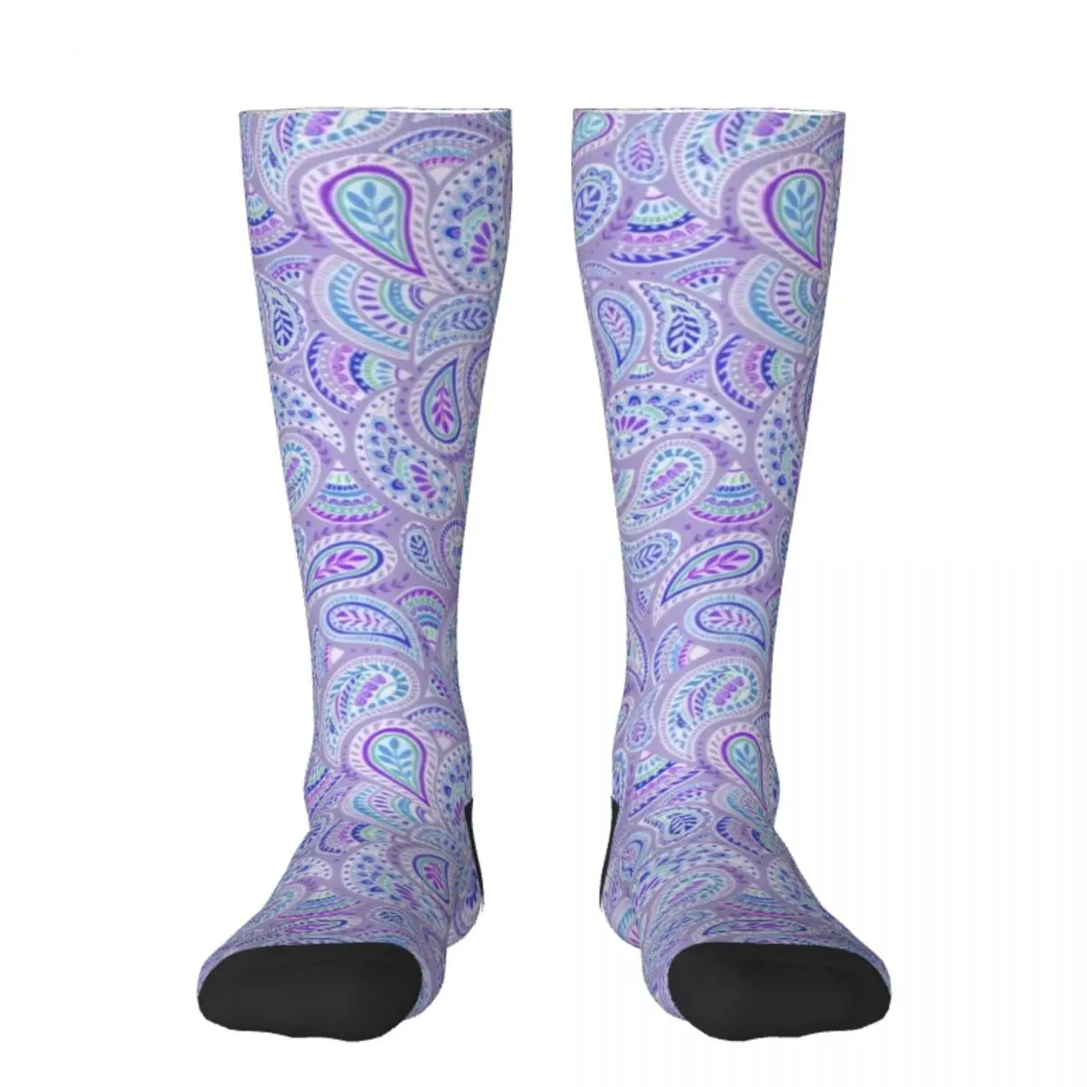 

Purple Paisley Socks crazy men cotton high quality Socks For Girls Men's