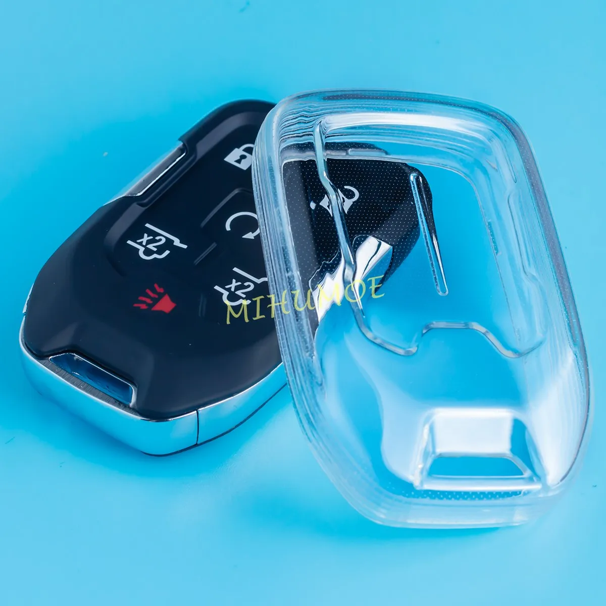 For Chevrolet Silverado Tahoe Suburban GMC Yukon Sierra Acadia Terrain Transparent Clear Car Key Fob Cover Case