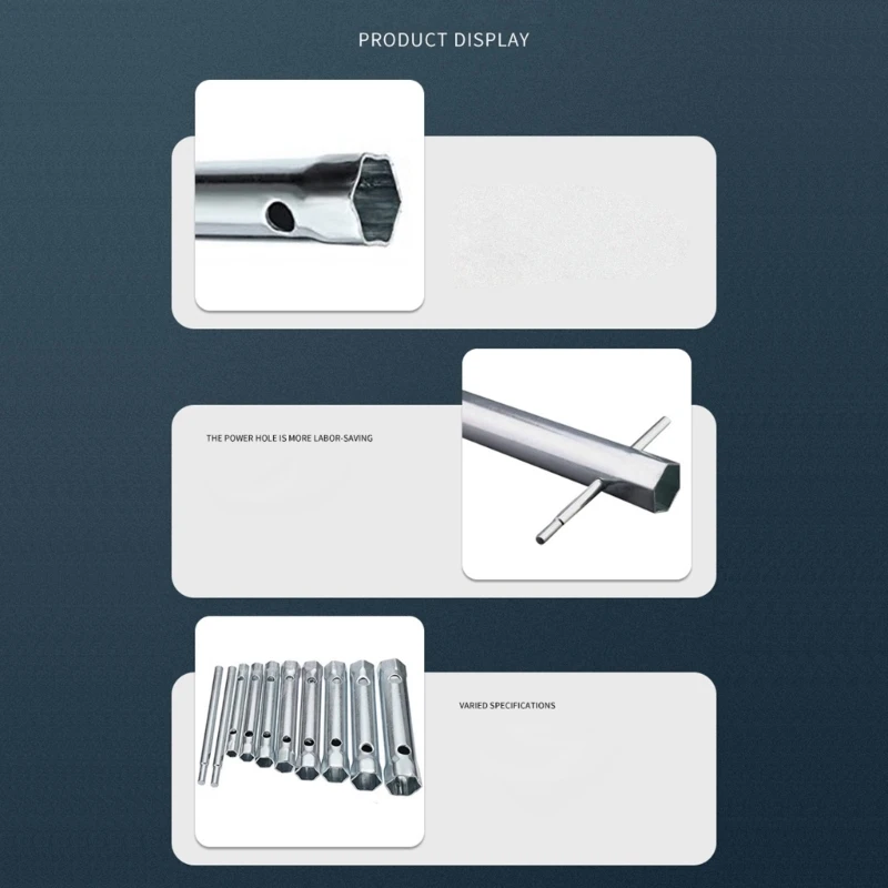 

10Piece Metric Tube Socket Wrench for Long Screws, High Strength Steel Hand Tool Dropship