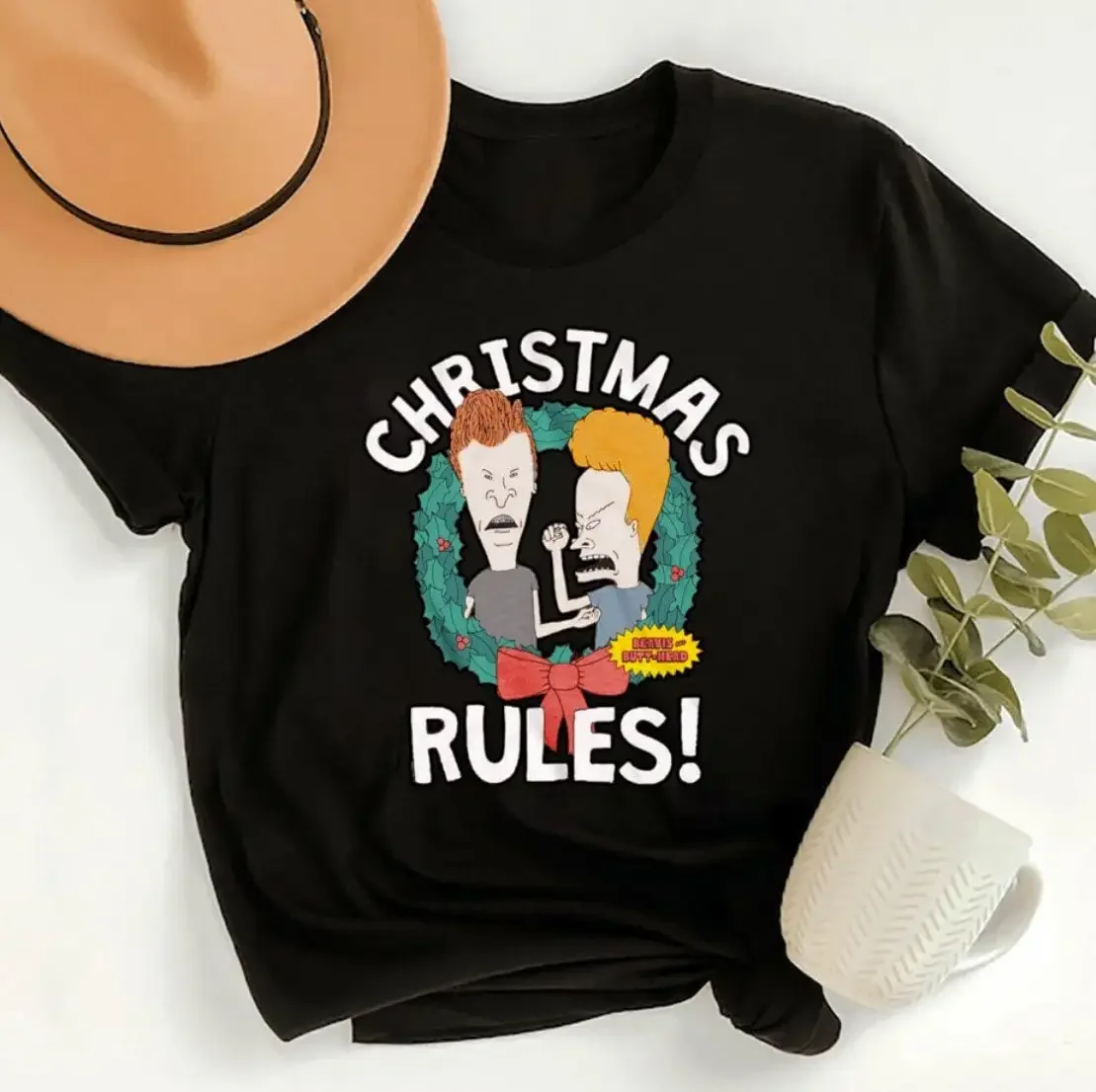 Unisex-T-Shirt mit Weihnachtsregeln, T-Shirt mit Weihnachtsregeln, lustiges T-Shirt mit Cartoon-Figuren