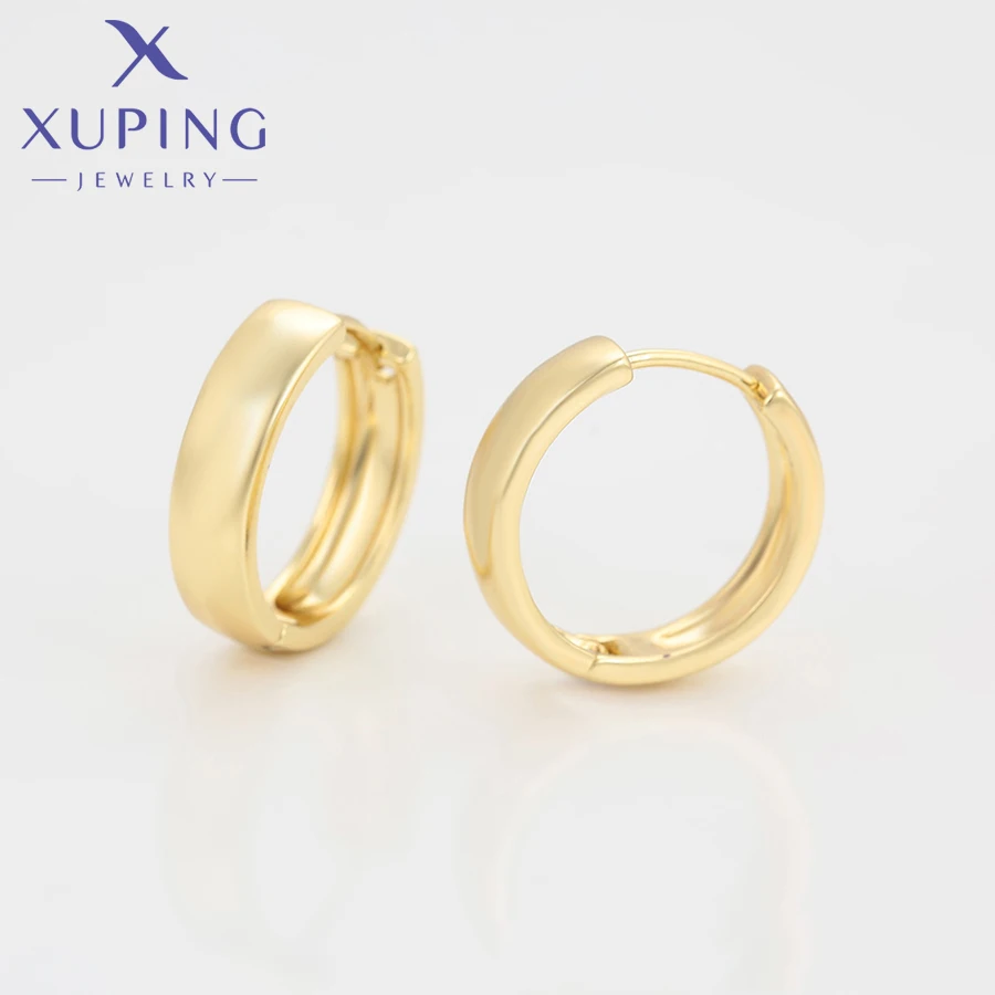 Xuping Jewelry New Arrival Promotion Simple No Stone Light Gold Color Huggies Earrings for Women Girl Party Gift X000756742