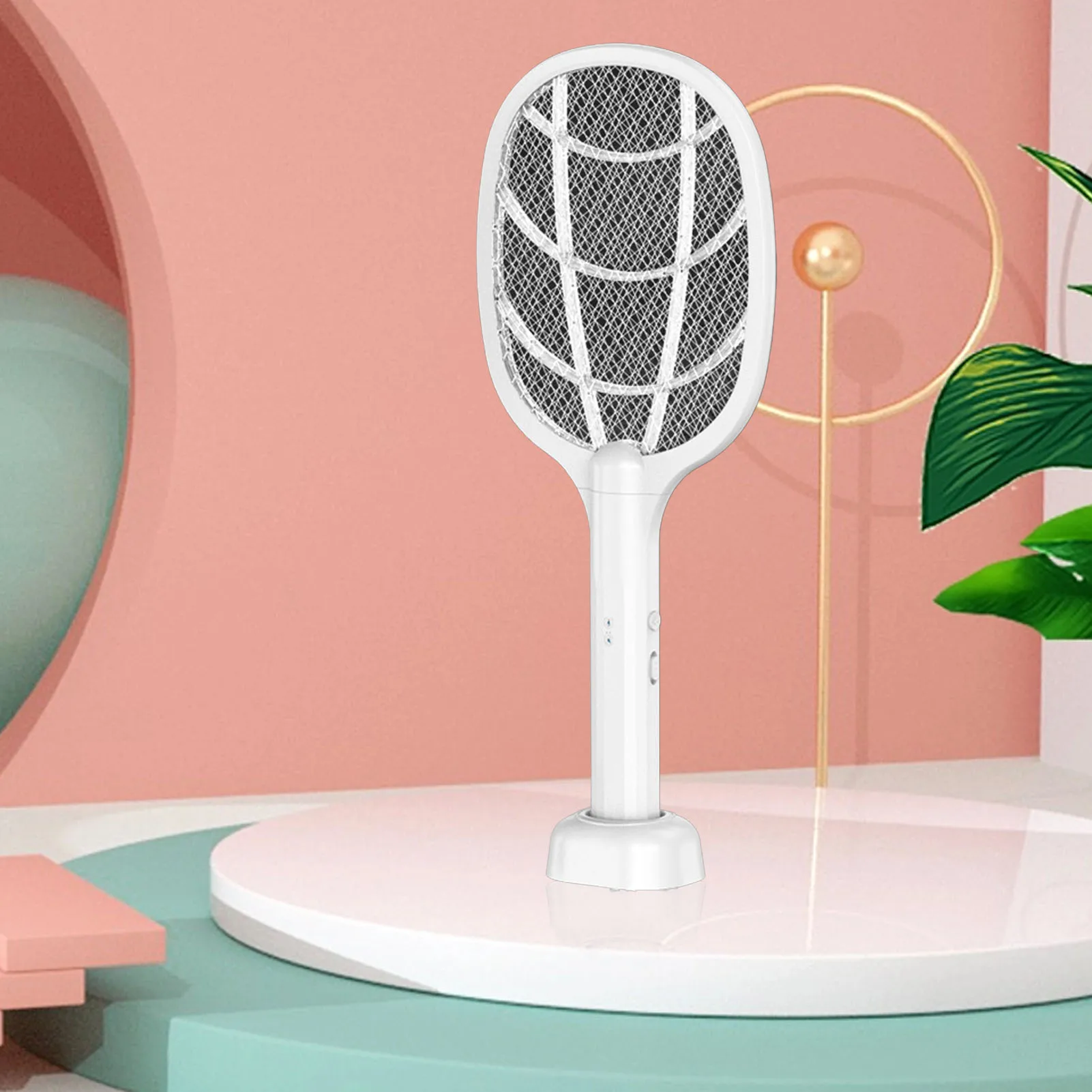 Electric Fly Swatter Rechargeable Safety Mesh Electric Fly Racket with Bug Light for Home