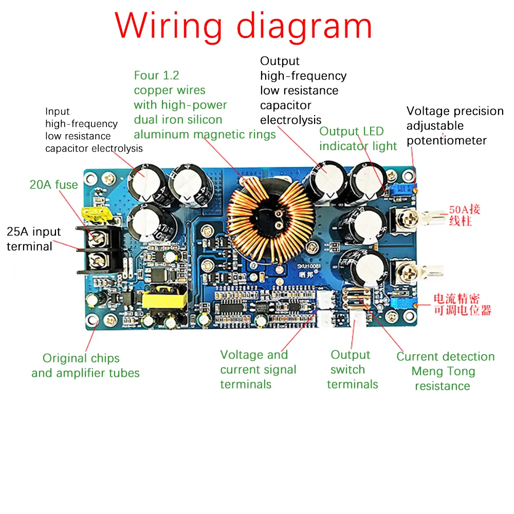 800W High Power DC-DC Buck Converter 30A Solar Stabilizers CV CC Step-Down Power Supply Adjustable DC20V-70V Voltage Regulators