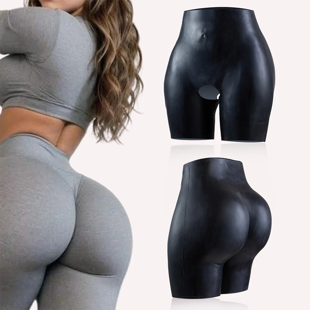 

Black Silicone Hip Enhancer Panties Open Crotch Padded Shapewear Butt Lifter Underwear for Women Crossdresser Curvy Body