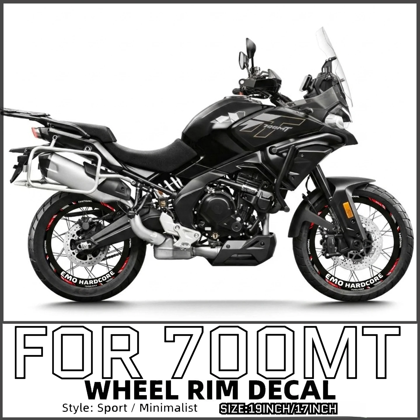 

19/17 Inch Sticker Set For 700MT 700 MT MT700 ADV Motorcycle Rim Sticker Set Reflective Wheel Stripe Decal