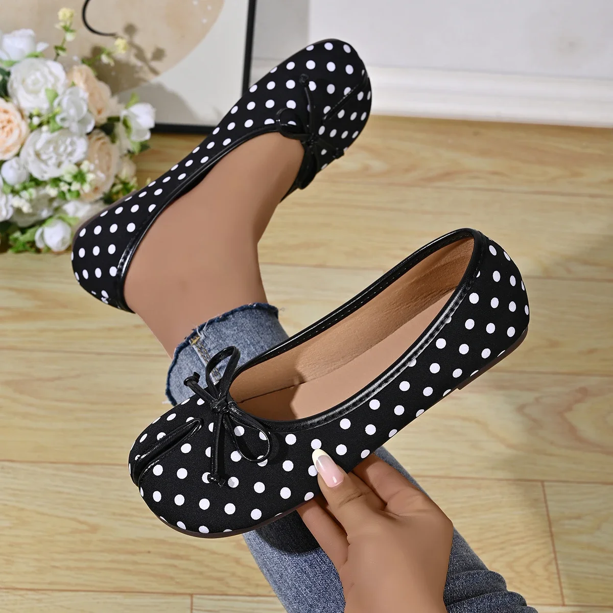 Weiche Ballerinas mit geteilter Zehenpartie für Damen, mit Schleife, aus Leder, runde Zehenpartie, Ballerinaschuhe mit niedrigem Absatz, Slip-on-Loafer, lässig, 2026 – Detail 20