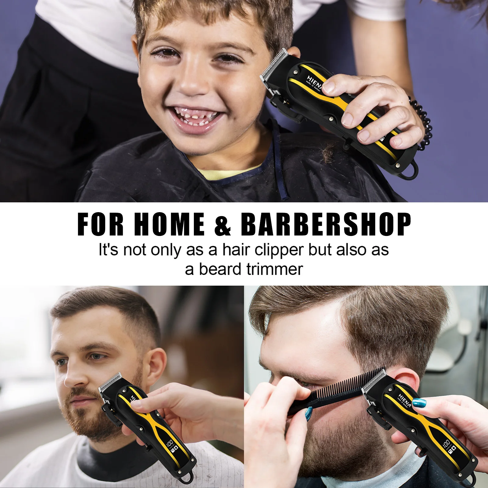 ماكينة قص الشعر HIENA للرجال، ماكينة تشذيب الشعر اللاسلكية القابلة لإعادة الشحن، ماكينة حلاقة احترافية لقص الشعر