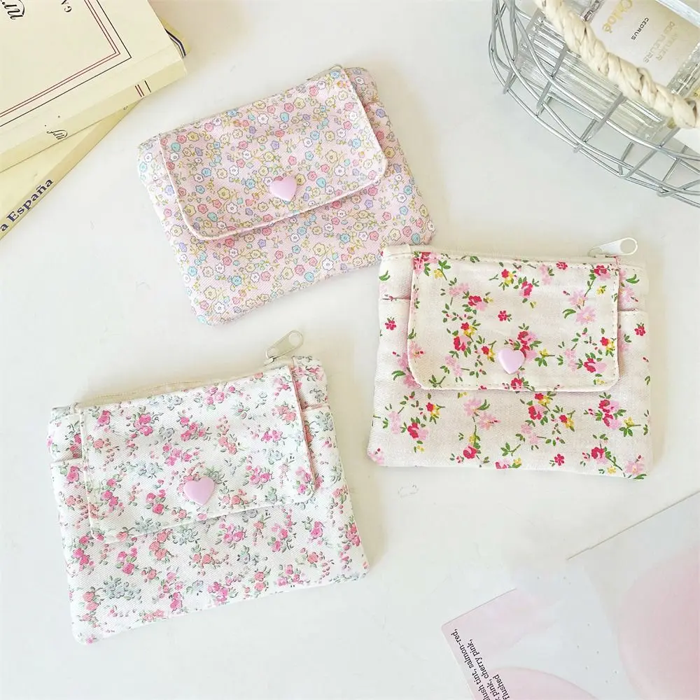 

Multifunctional Mini Canvas Coin Purse Bowknot Floral Print Cute Wallet Card Holder Jewelry Packing Bag