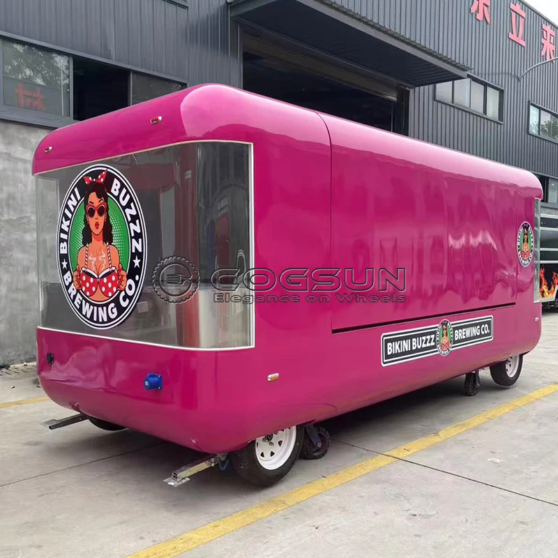 

Мобильный фургон-киоск Cogsun для фастфуда: прицеп-кофейня из нержавеющей стали для продажи пиццы, бургеров, мороженого на улицах