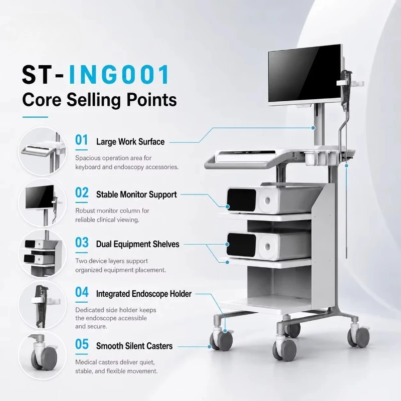 ST ING001 Endoscope Computer Medical Cart Three-layer Equipment Rack Large Workbench Factory Direct Sales