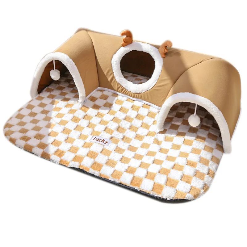 Túnel-cama invernal para gatos y perros pequeños, cueva cálida - imagen 2