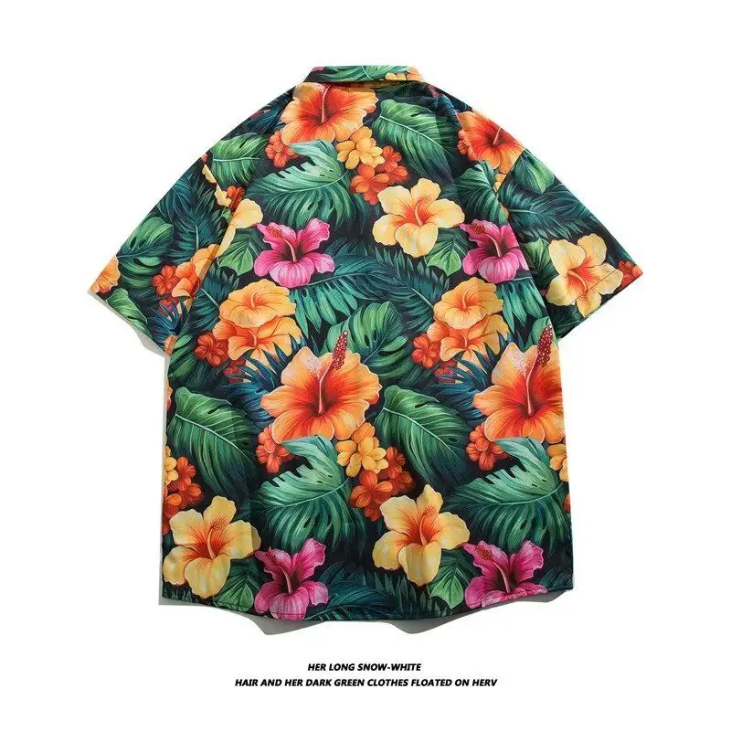 Camisa de flores fragmentadas para hombres, camisa suelta de manga corta, diseño de estilo de vacaciones, se siente guapo