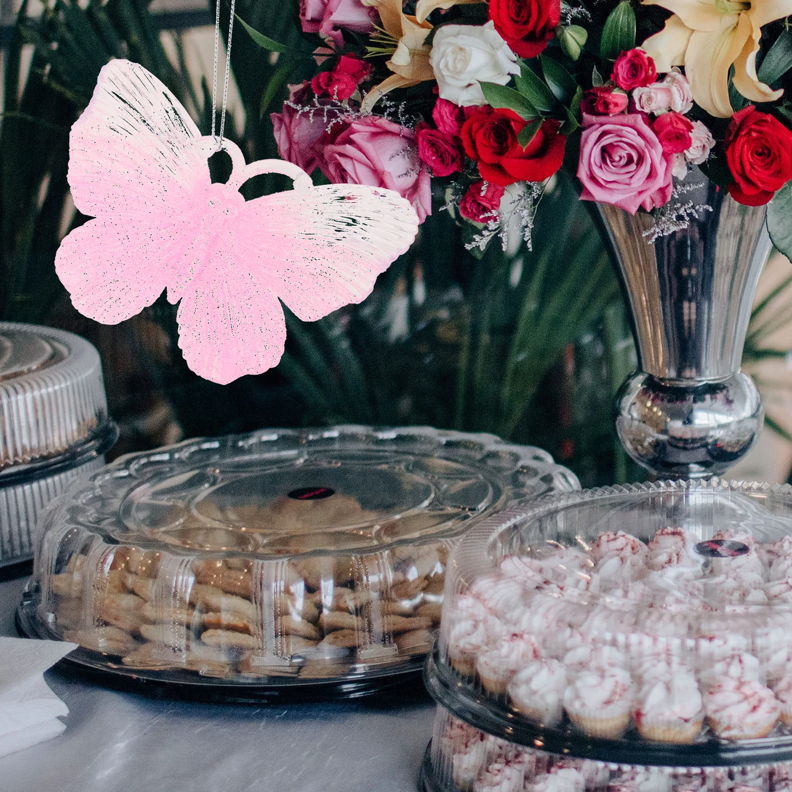 

Glitter Acrylic Butterfly Hanging Ornament Pink Butterfly Pendant for Christmas Tree Decor Party Decoration Scene Layout Prop