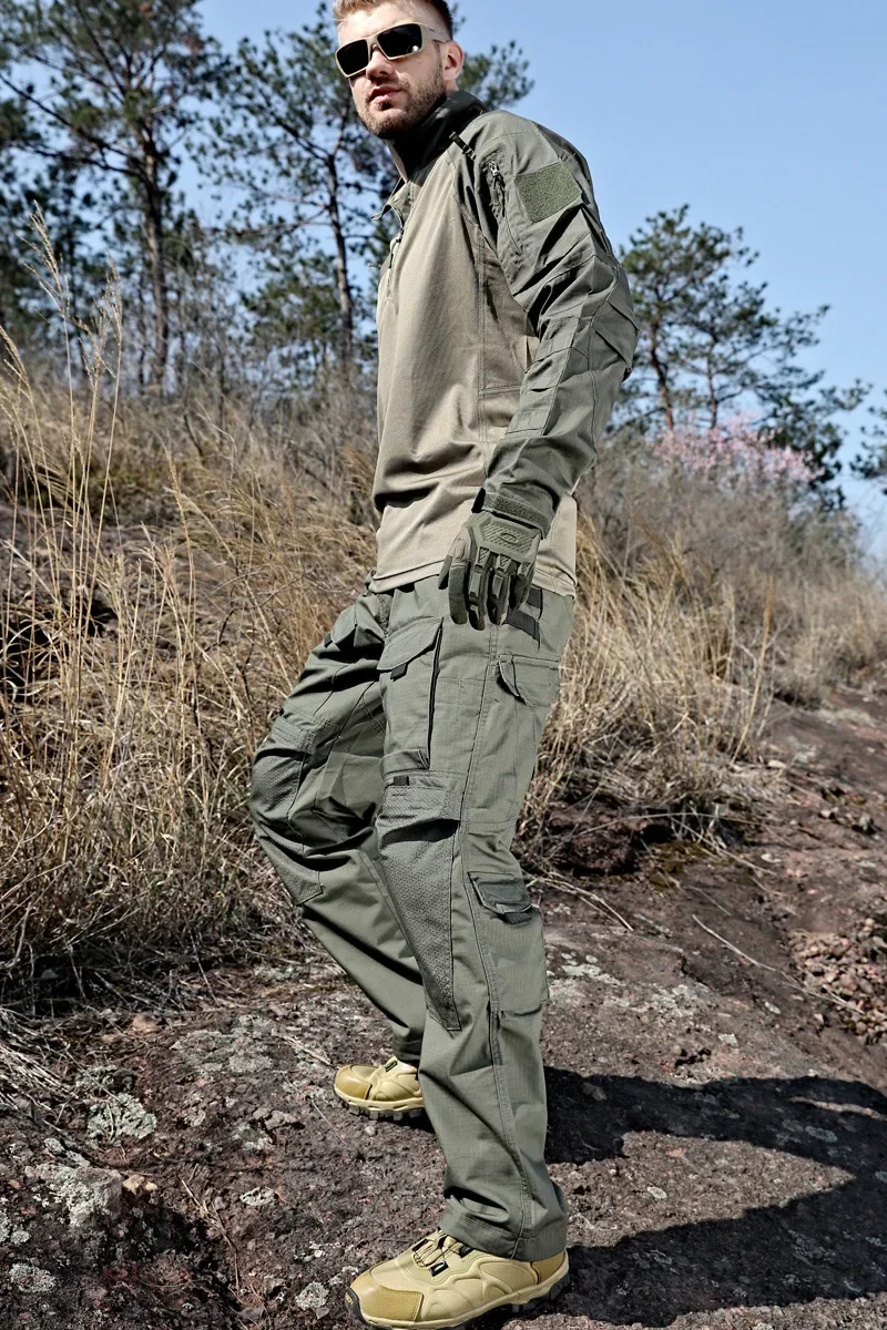 Tactical Suit Men Hunting Training Shirt Pants 2 Piece Sets Outdoor Training Camouflage Quick-dry Ripstop Hiking Sports Uniform