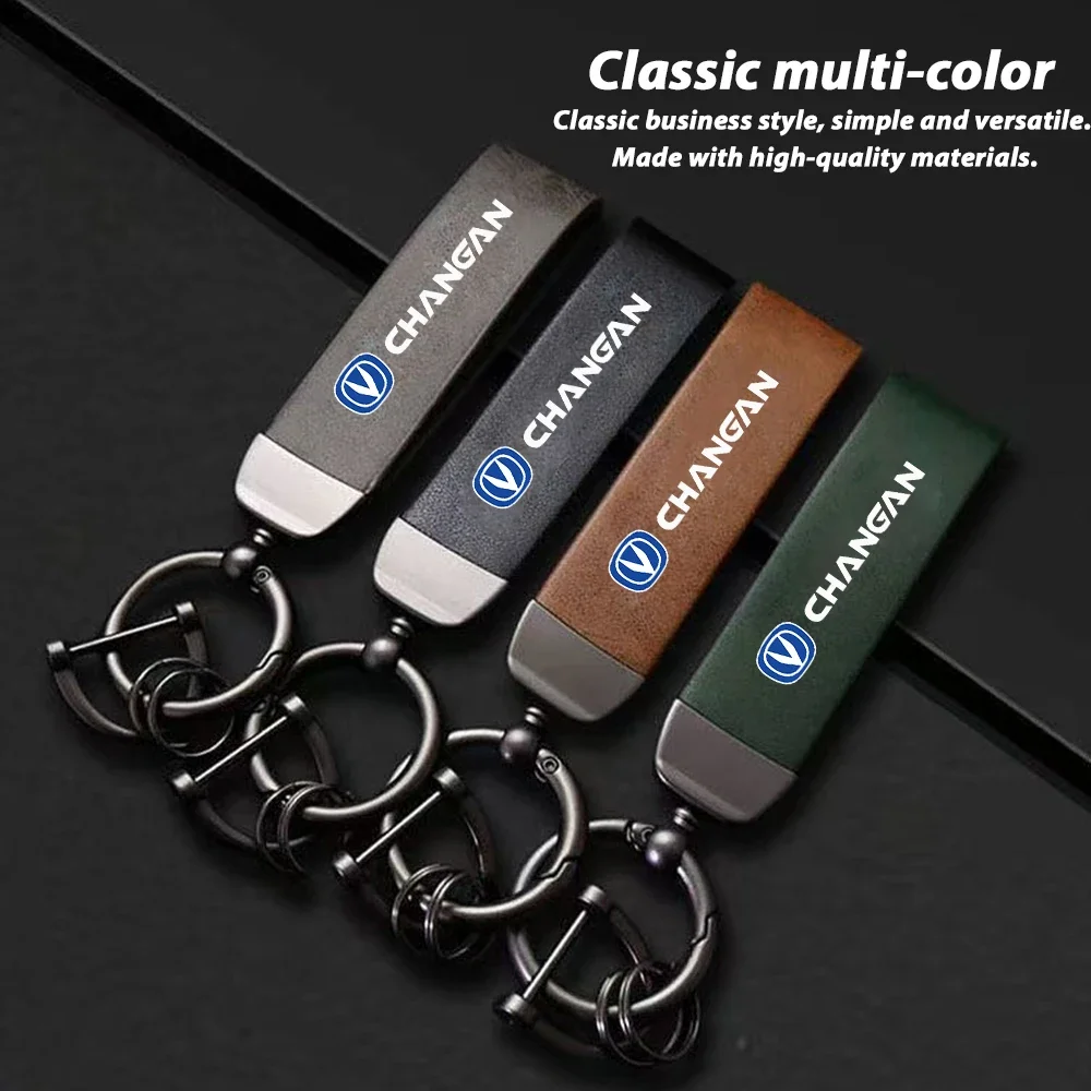 High Grade Leather Car Keychain Key Ring Key Holder Accessories For Changan CS75 CS55 CS35 CS95 EADO CS15 CX70 UNI-V 2