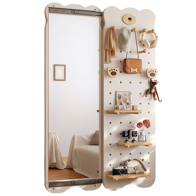 

Solid wood hole board full-length mirror integrated door rear shelf household modeling wall full-length mirror entrance entrance
