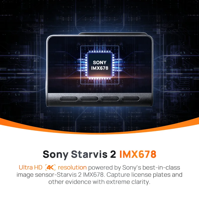 70mai 4K Dash Cam A810 Starvis 2 IMX678 HDR Car DVR 150° FOV ADAS