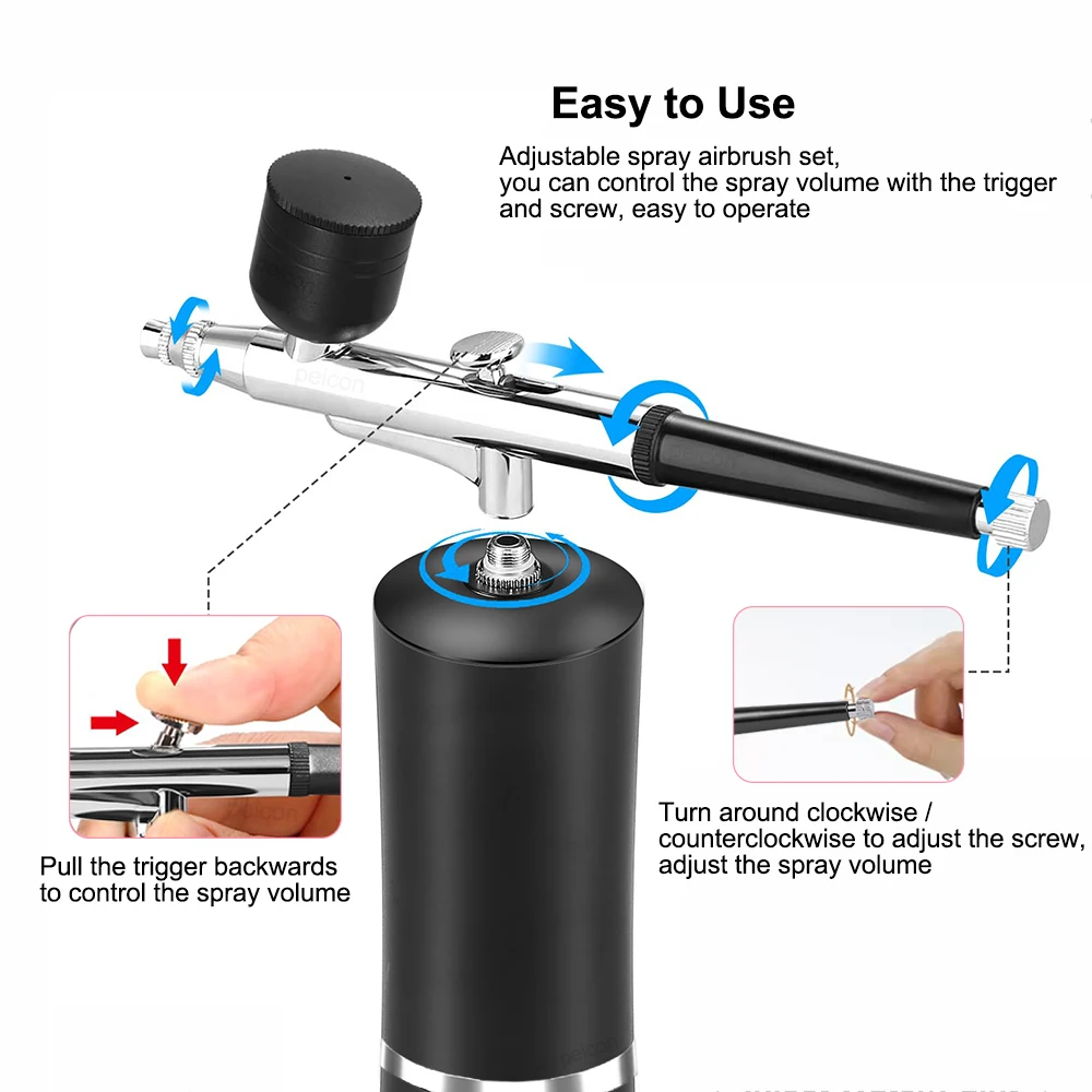 Nagel Airbrush Tragbare Airbrush Mit Kompressor Malerei Air Pinsel Mini Kompressor Farbe pistole Für Nail art Farbe Handwerk Modellierung – Detail 4