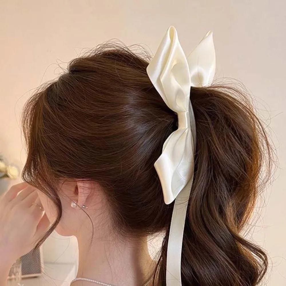 2pcs Ballet Style Ribbon Banana Clip Wide Side Sweet Black Knitted Hair Hoop Soft Polyester Women Woven Headband Ponytail Holder