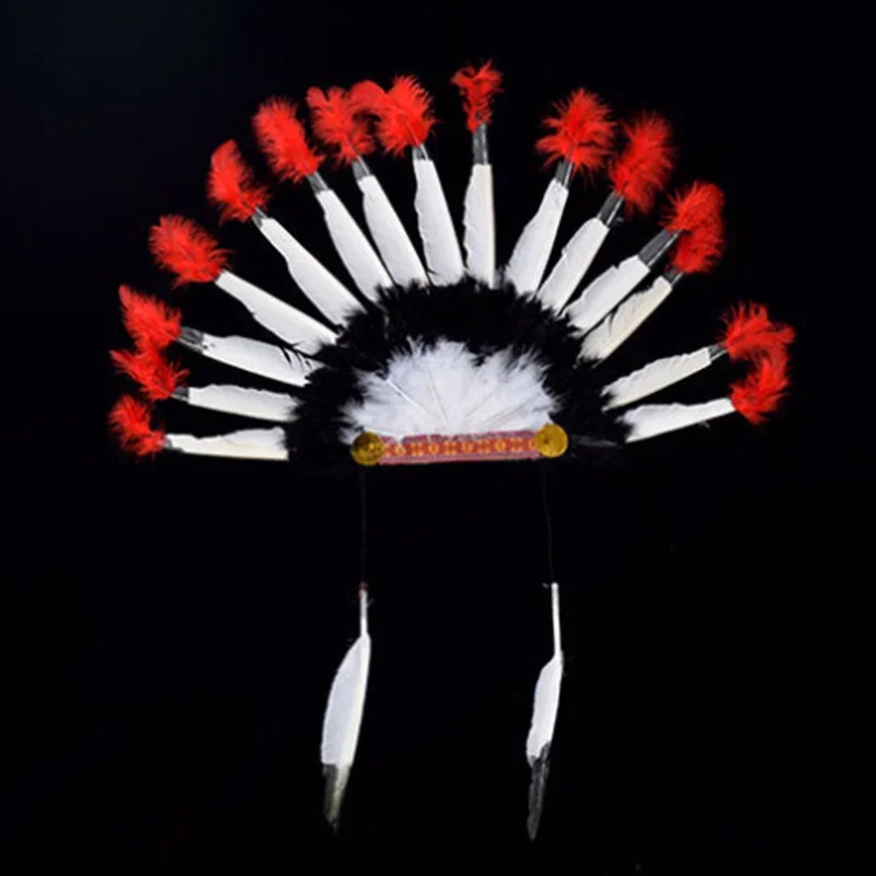 جديد أزياء الهالوين التأثيرية الدعامة غطاء الرأس من الريش الشكر غطاء الرأس الإمارات التيجان رئيس هوب أغطية الرأس