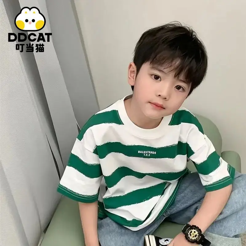 

Children's T-shirt Boys Summer Short Sleeve Children's Clothing Striped Half Sleeve Shirt New Versatile Baby's Top