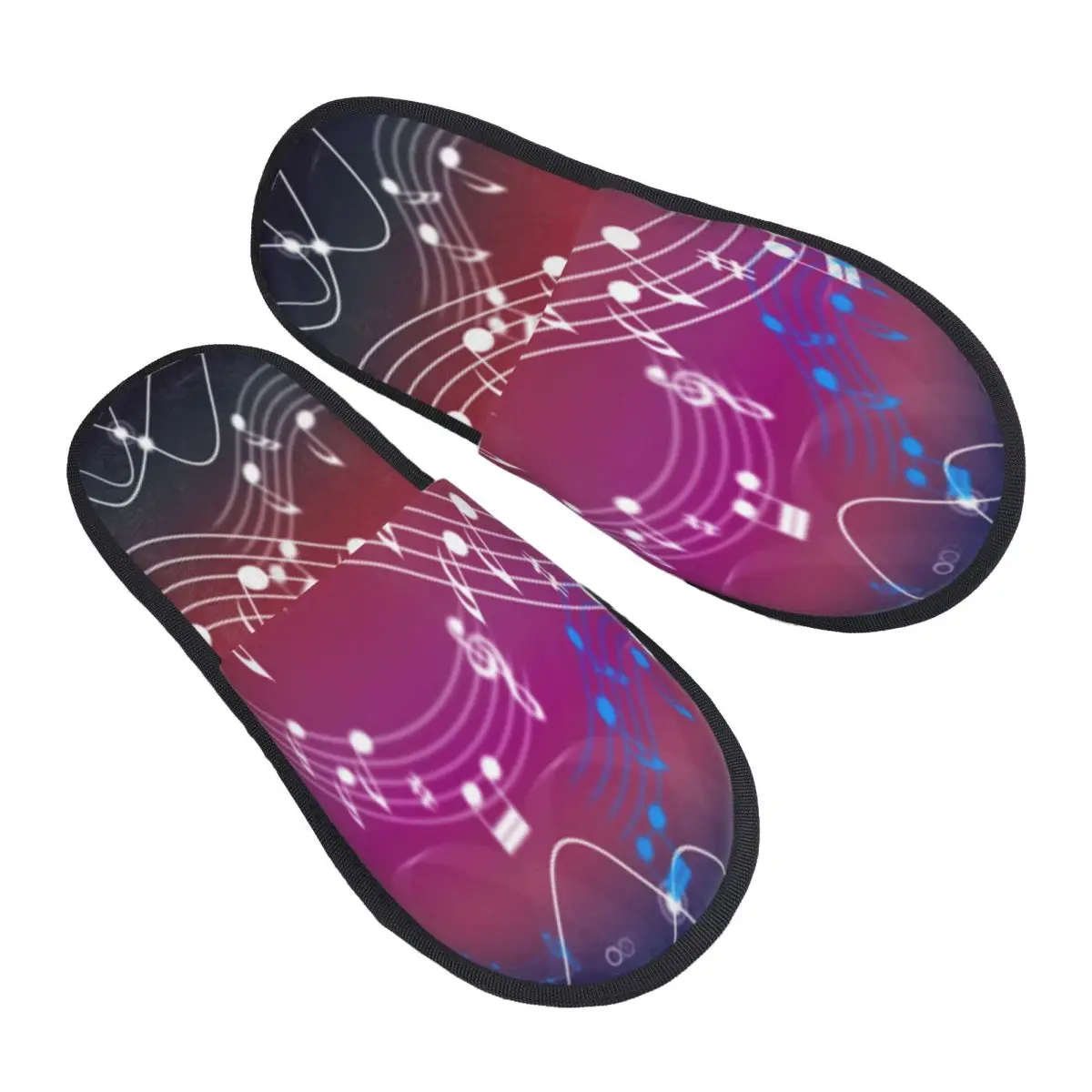 Plush Indoor Slippers Music Musical Notes Warm Soft Shoes Home Footwear Autumn Winter