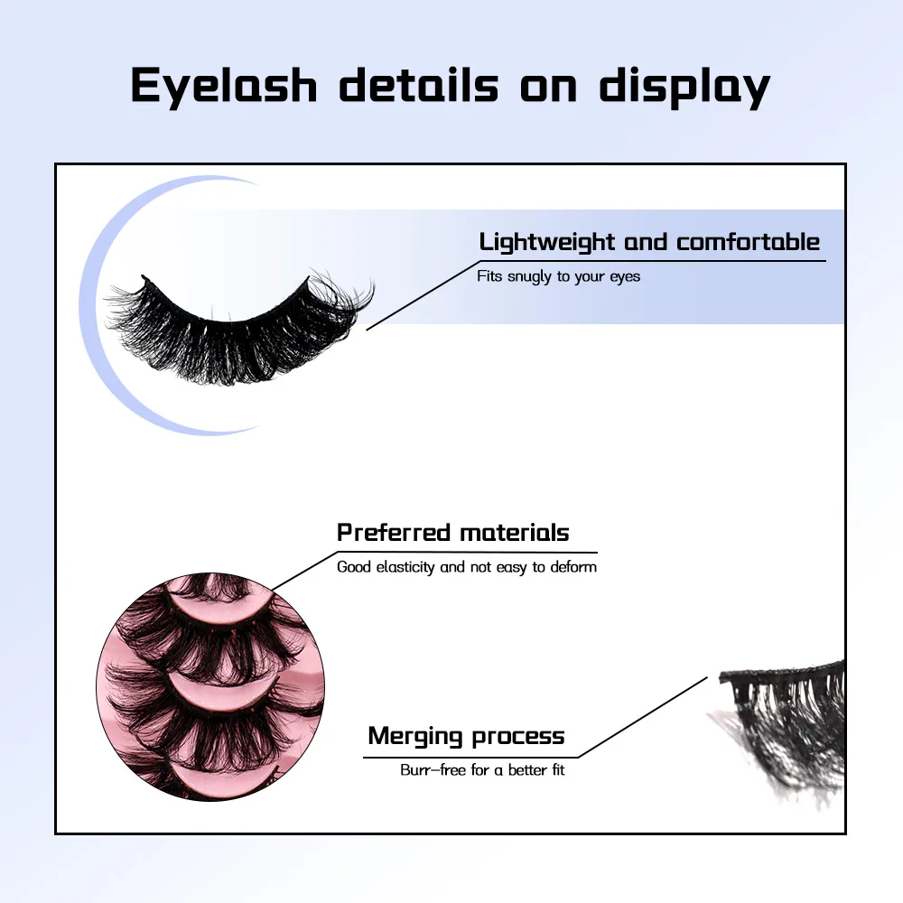 5 أزواج من الرموش الهزلية رموش المنك الاصطناعية الطبيعية الرموش الصناعية الكاملة تكثيف رموش عين القط تأثيري السفر mu