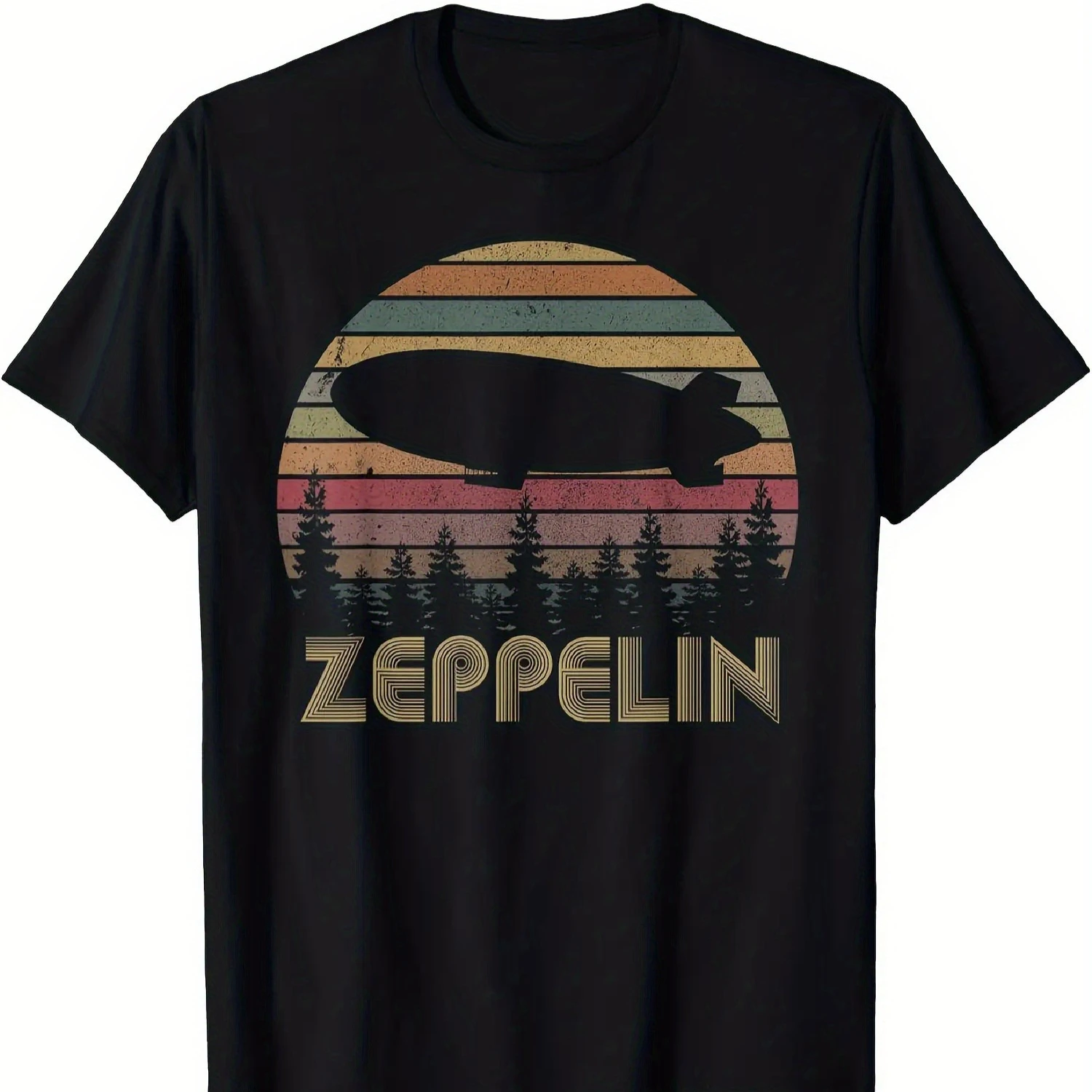 Retro 70s 80s Zeppelin T-Shirt 100% Cotton O-Neck Short Sleeve Summer Casual Mens T-shirt Streetwear