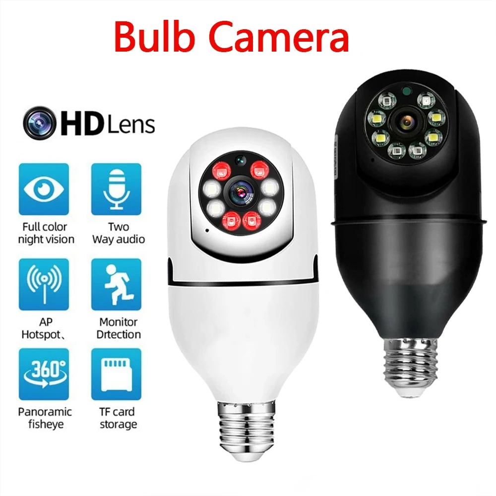 Yiiot E27 Surveillance Bulb Camera Night Vision Full Color Automatic Human Tracking Zoom Security Baby Monitor 2.4G Wifi Camera