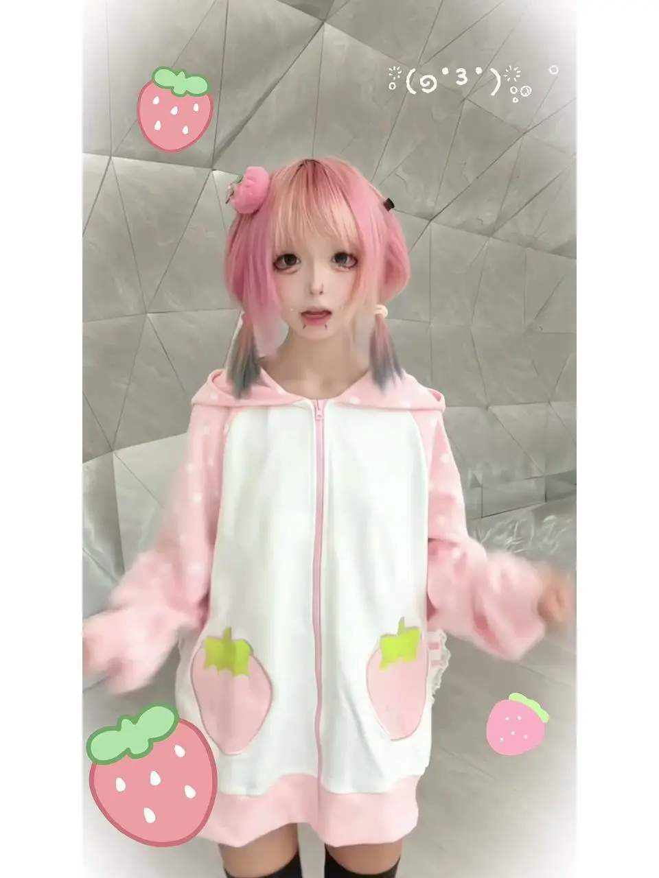 

Полосатая толстовка с кроличьими ушками, японская контрастная толстовка в горошек, уличная одежда, женская одежда в стиле гранж Kawaii, толстовки с капюшоном в стиле аниме, толстовка Sudadera