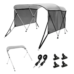 SucceBuy 3 Bow Bimini Top Boat Cover, Detachable Mesh Sidewalls, 600D Polyester Canopy with 1