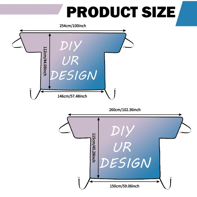 2D FLAT 1pc Custom Car Snow Shield, Personalized with Your Photo, Logo or Custom Pattern, Semi‑Cover Vehicle Snow Guard.