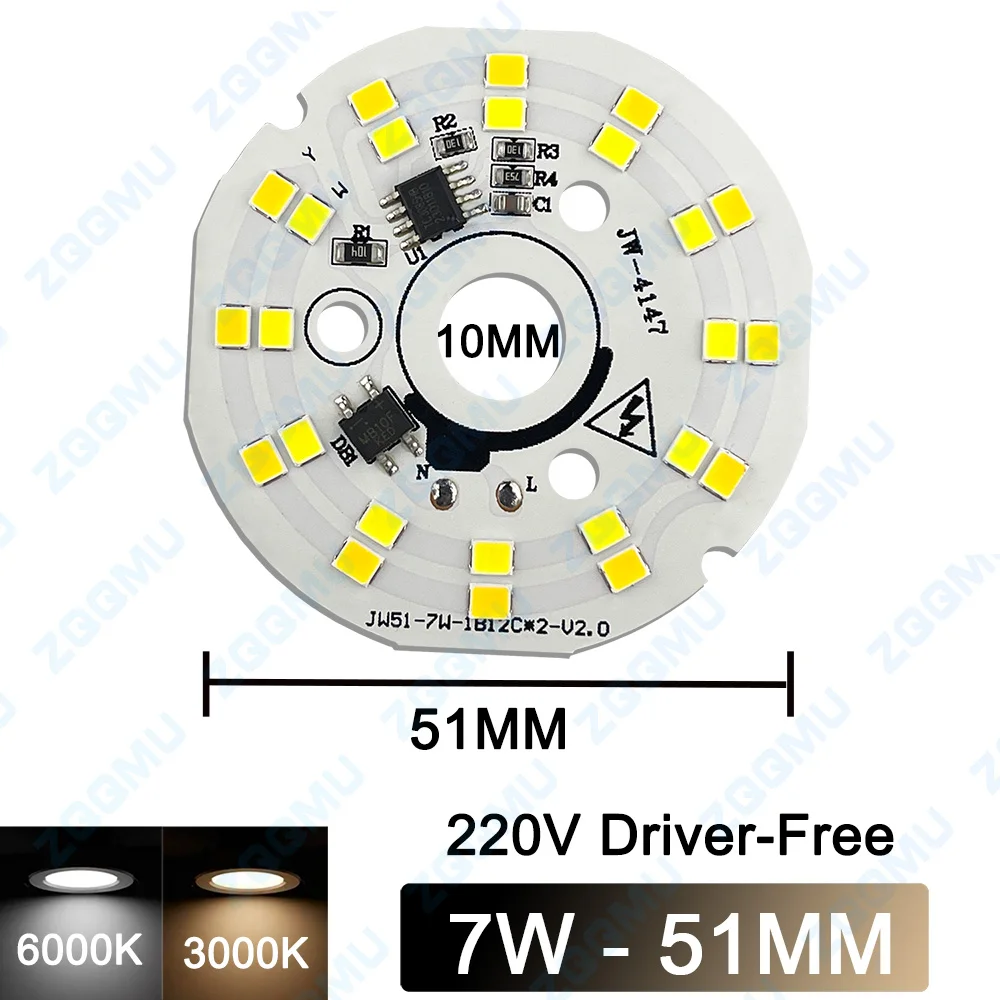 3W 5W 7W LED PCB Board SMD2835 COB Chip 220V Full Power No Driver Needed Light Source Board Linear for Downlight DIY Replacement