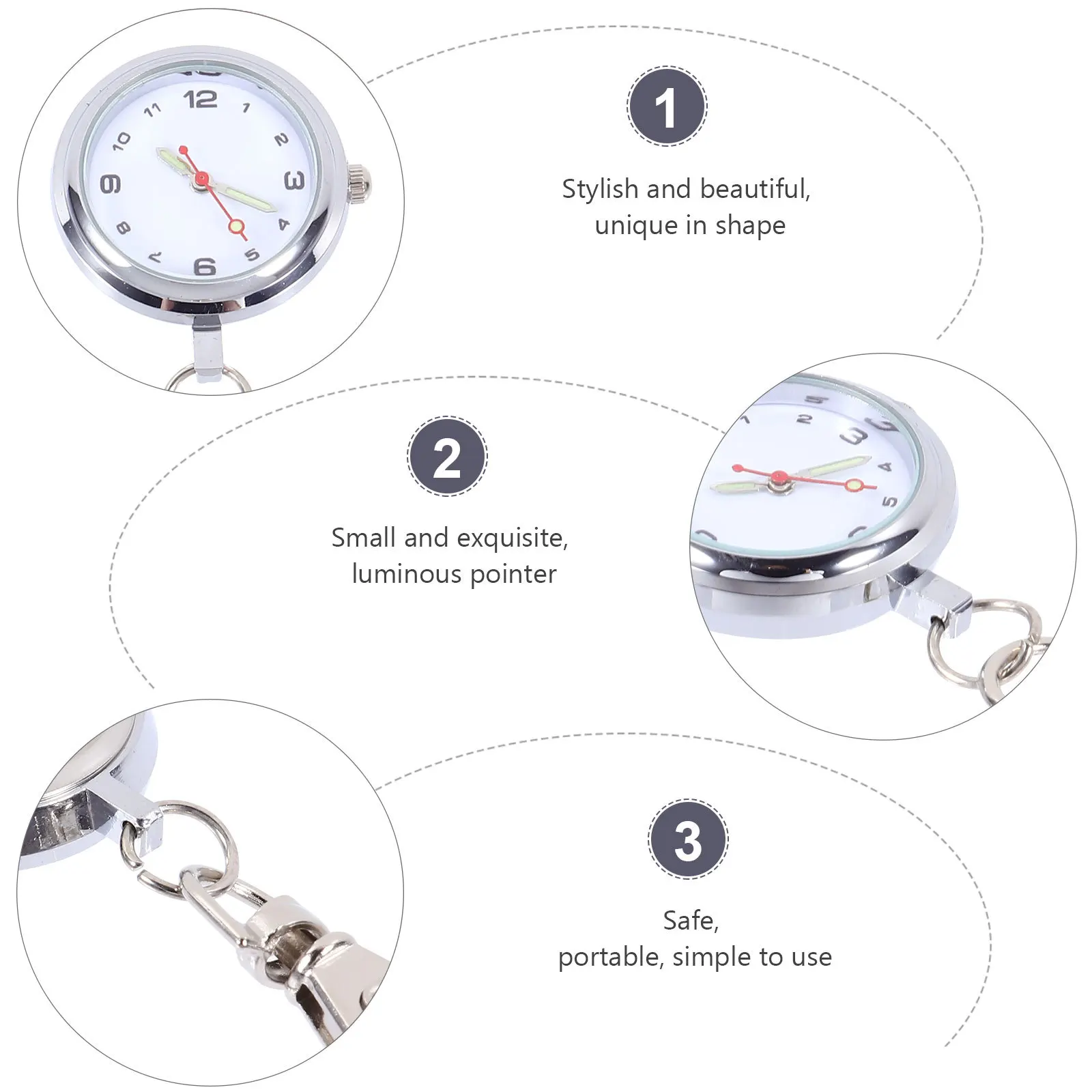 

1pc Alloy Pocket Keychain Pocket Keychain Pendant Large Dial Nurse Fob Durable Key Pendant Nursing Accessory For Elderly